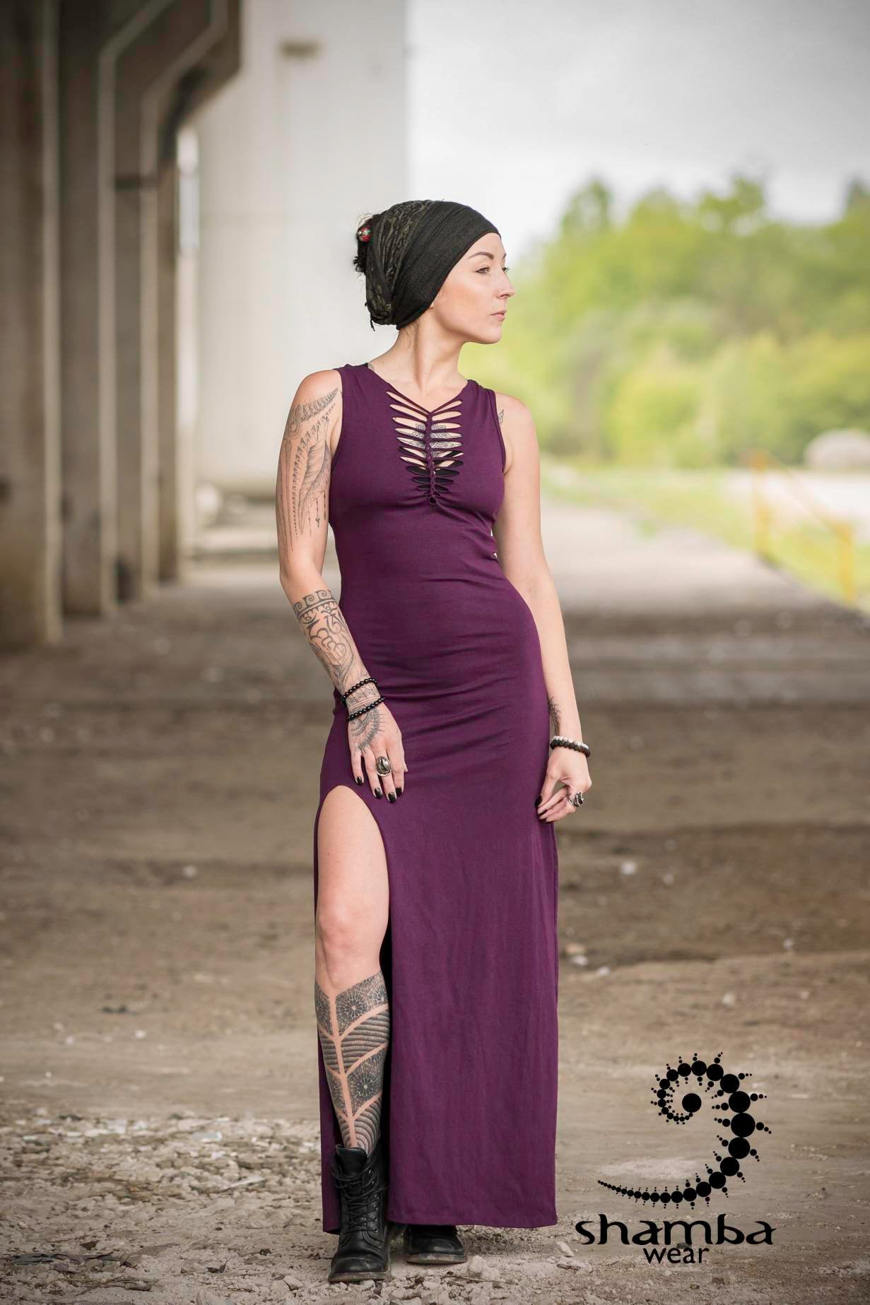 Purple promise dress~long dress,slashed,open back,cutout,braided,festival fashion,burningman,alternative wear,bohemian,handmade and unique~